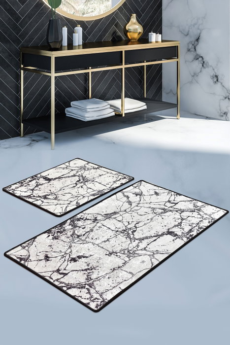 Mijölnir Juego de alfombras de baño Marble - White Mijölnir Juego de alfombras de baño Marble - White